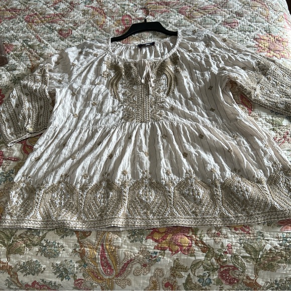 Vintage Johnny Was Workshop Embroidered tan Women's Top Sz xl - Picture 9 of 16